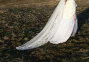 Cathedral length wedding veil with bespoke stitch appliqued embroidered horses